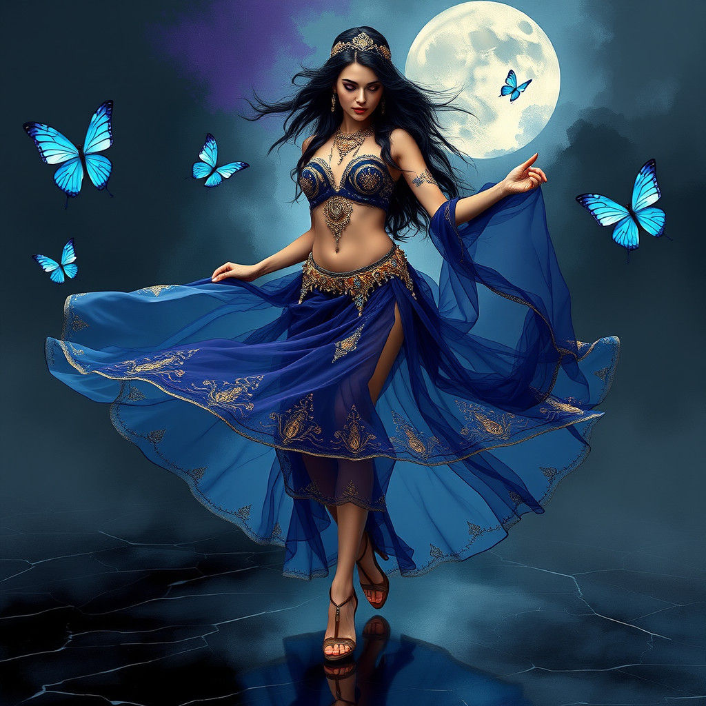 Gypsy Belly Dancer in Art Nouveau Digital Painting