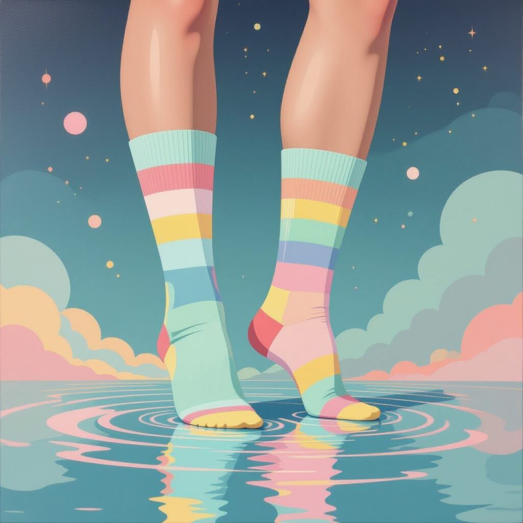 Ethereal Minimalist Painting of Colorful Socks