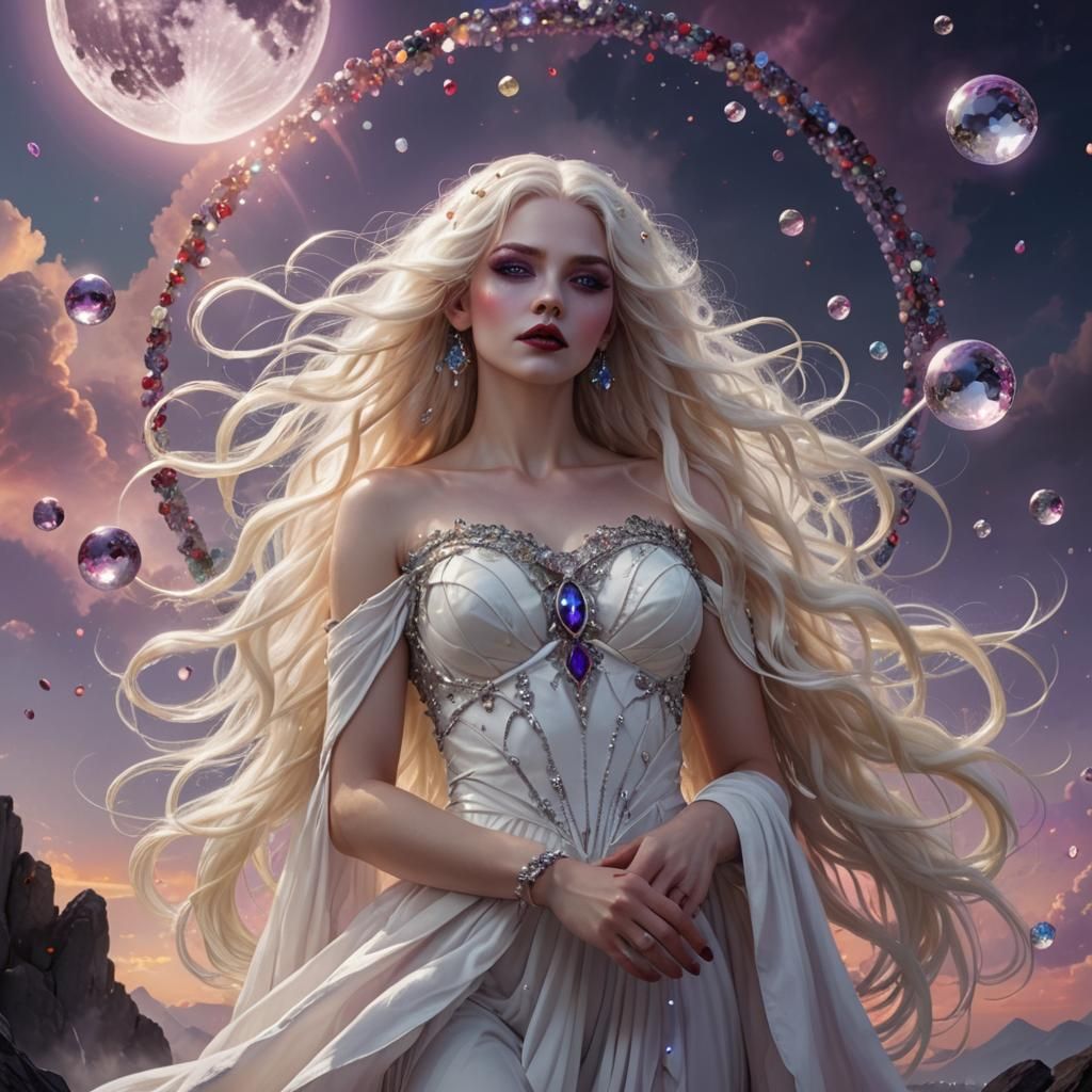 Goddess Rising from Crystal Realm: Fantasy Art