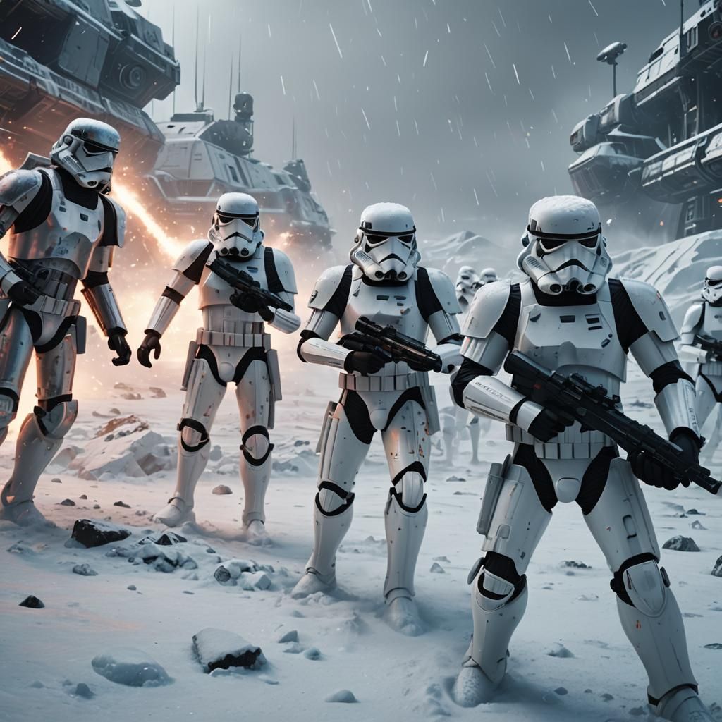 Stormtroopers vs Rebels on Hoth in Anime Style