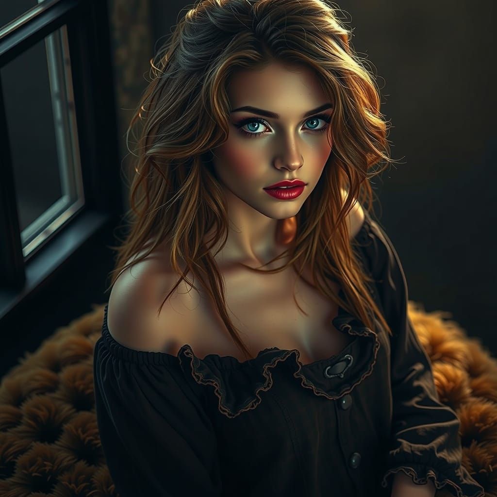 Hyper-Realistic Portrait of a Ravishing Young Woman