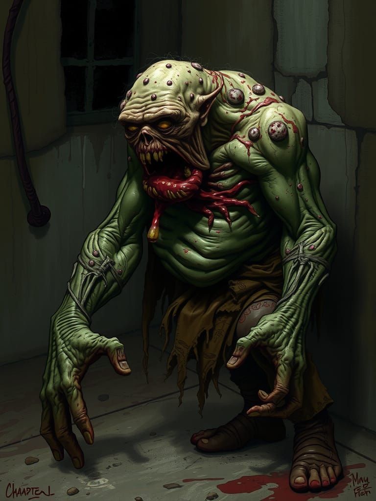 Grotesque Figure Personifies Societal Decay in Dark Fantasy ...