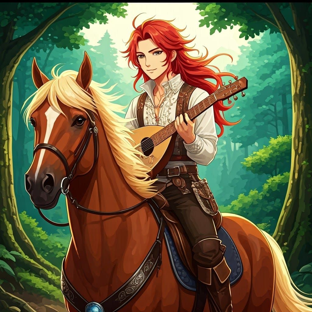 Fiery Bard Rides Through Misty Forest: Manga Scan