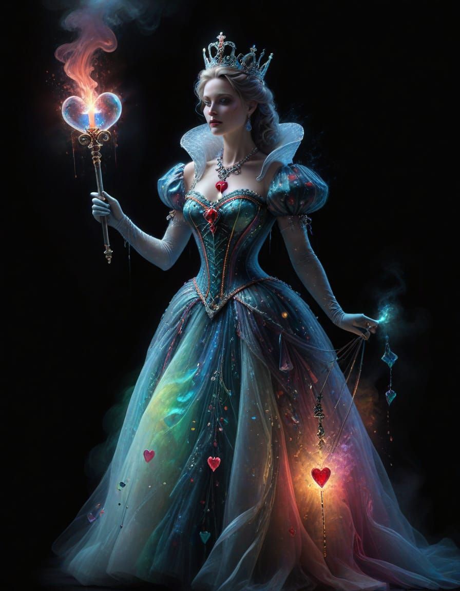 Queen of Hearts in Pastel Neon Rainbow Glow