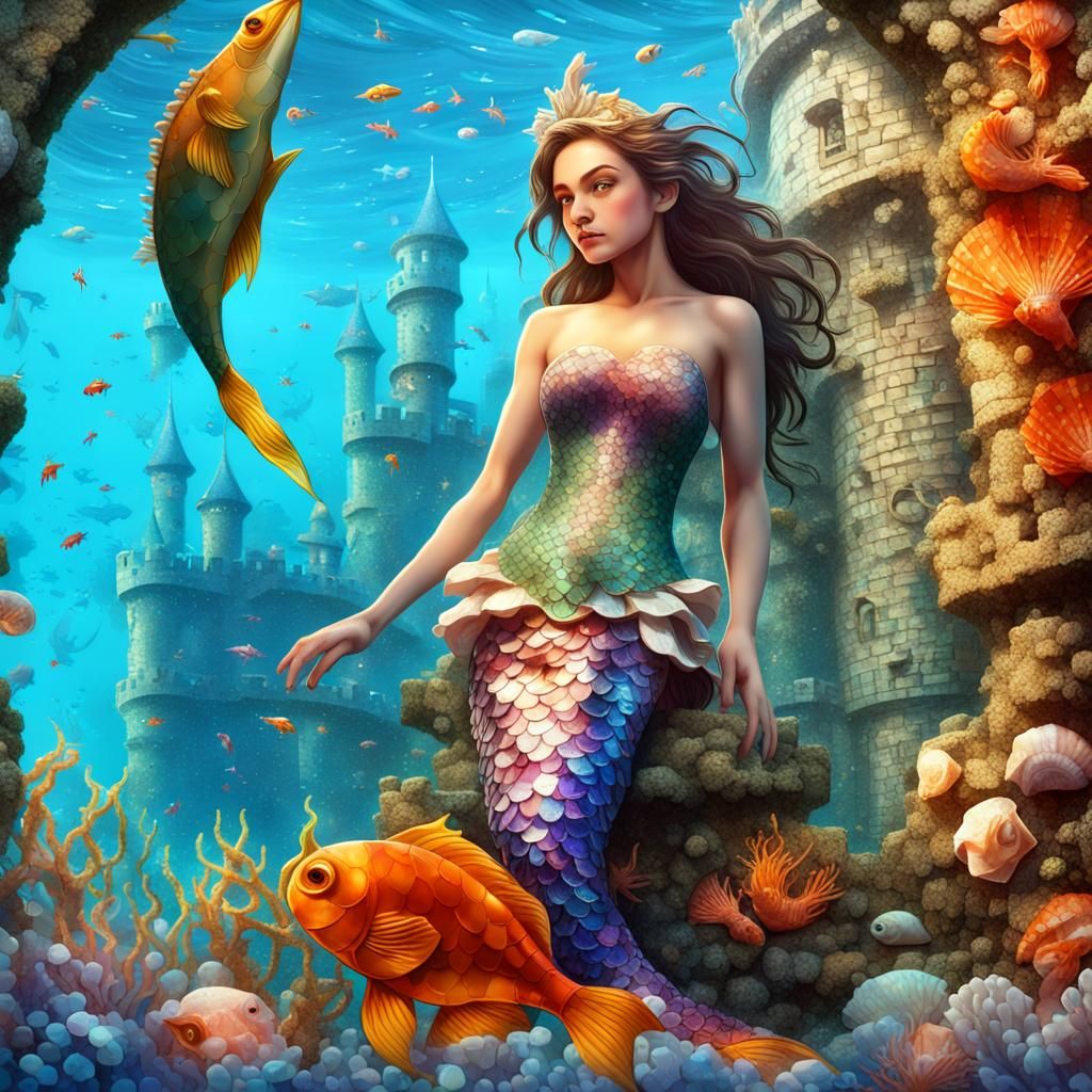 Mermaid's Mosaic Castle Under the Sea