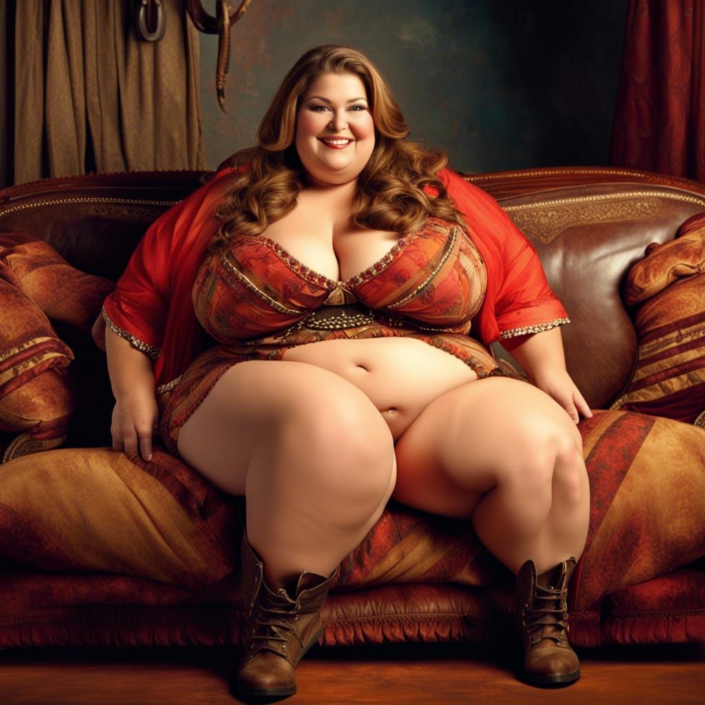 Voluptuous Cowgirl in Elaborate Western Setting