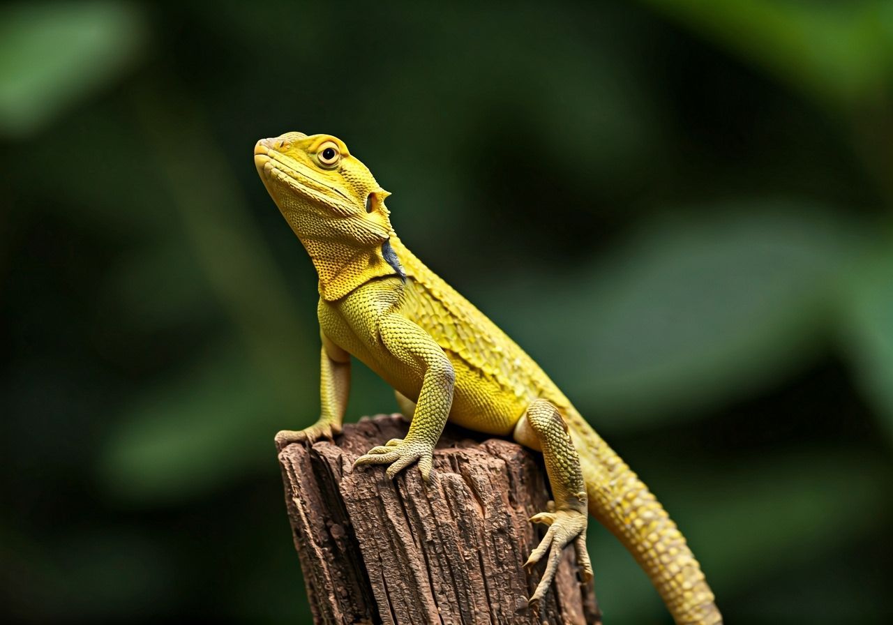 Photorealistic Yellow Lizard Shape-Shifter