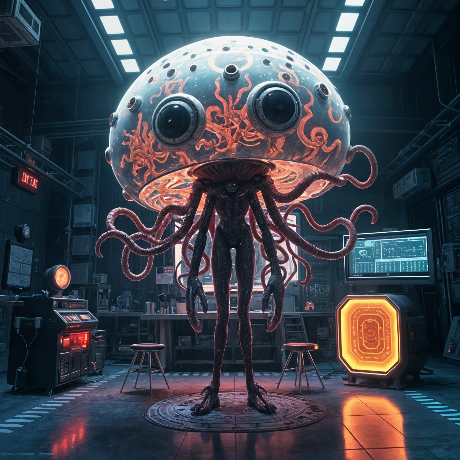 Biopunk Alien Amoeba in Space Lab