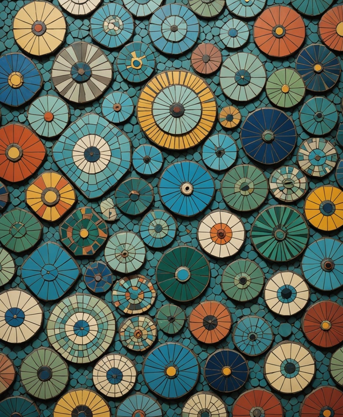 Geometric Mosaic in Studio Ghibli Style