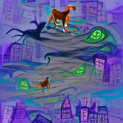 Scooby Doo and the Cat Creature in Digital Art