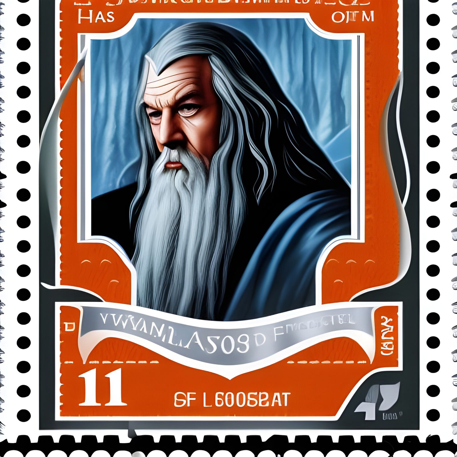 Gandalf on a Gondorian Stamp in Elegant Medieval Style