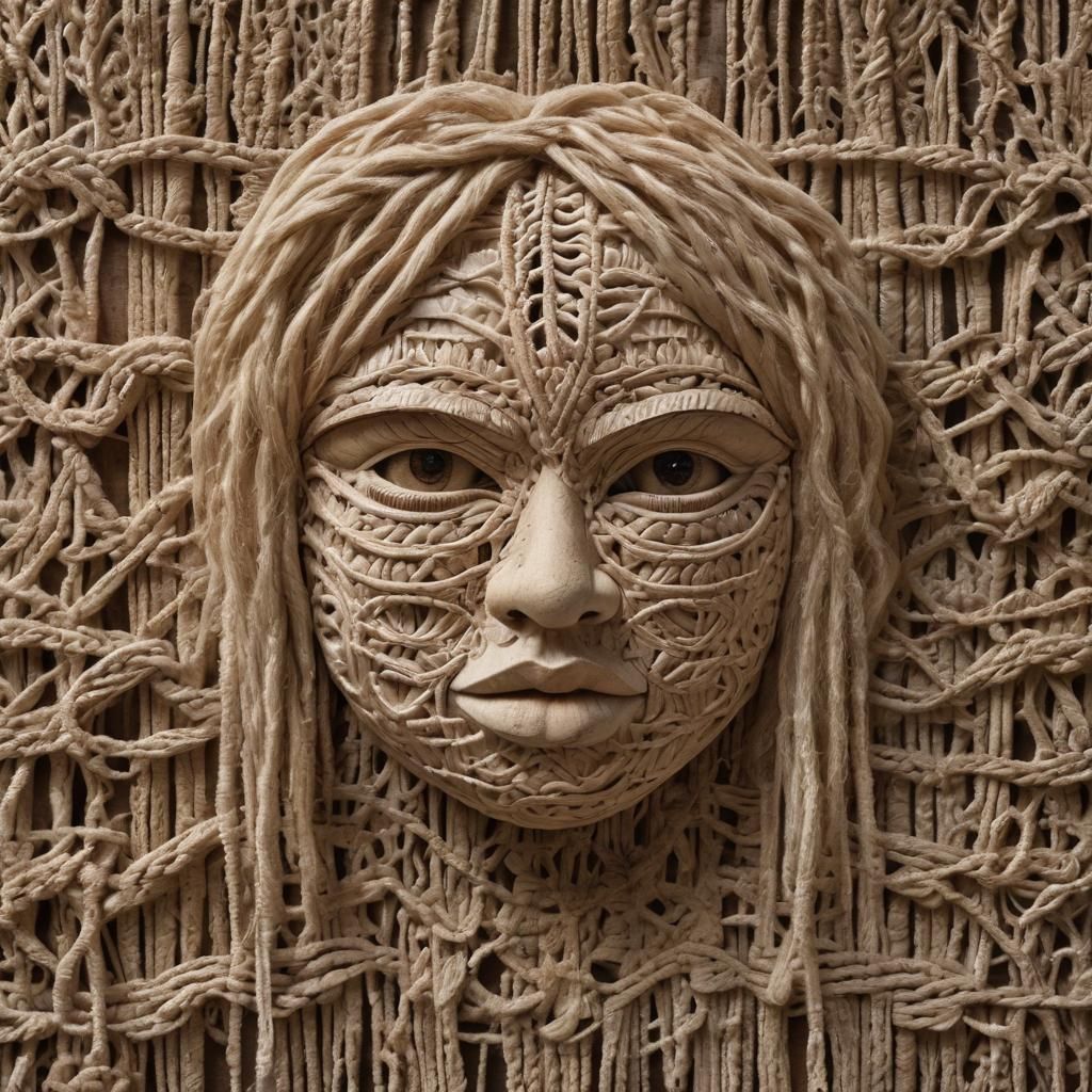 Macrame Wall Art: Knotted Fiber Face Portrait