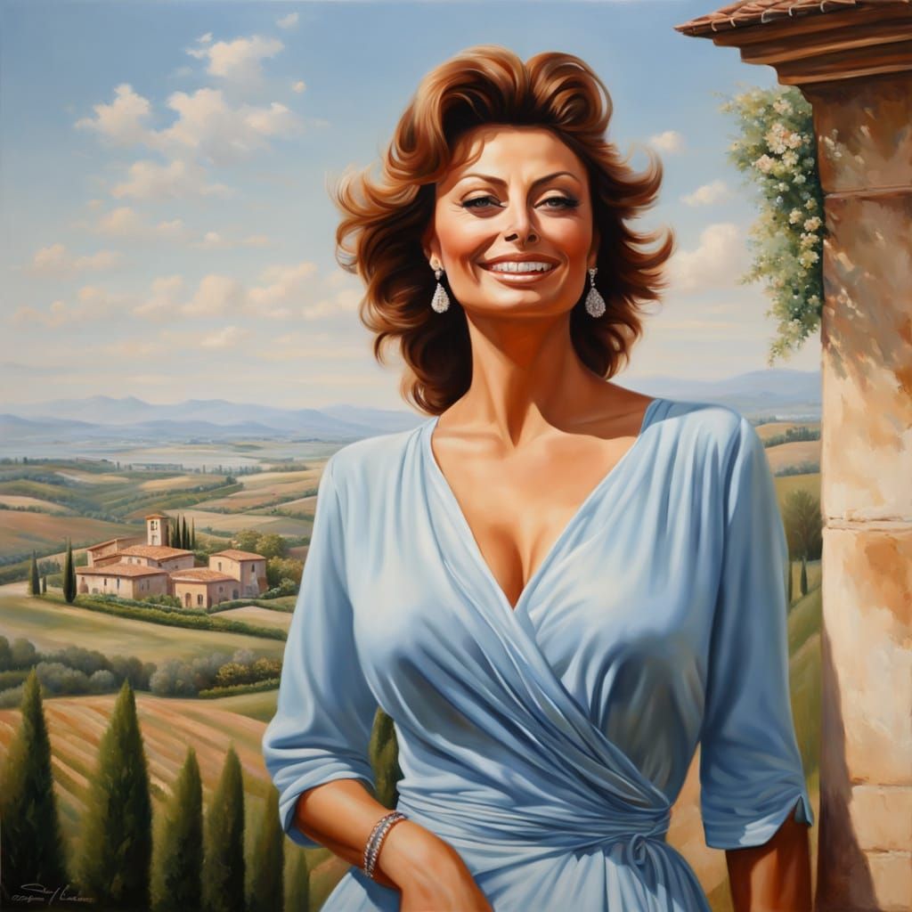 Elegant Woman in a Tuscan Landscape