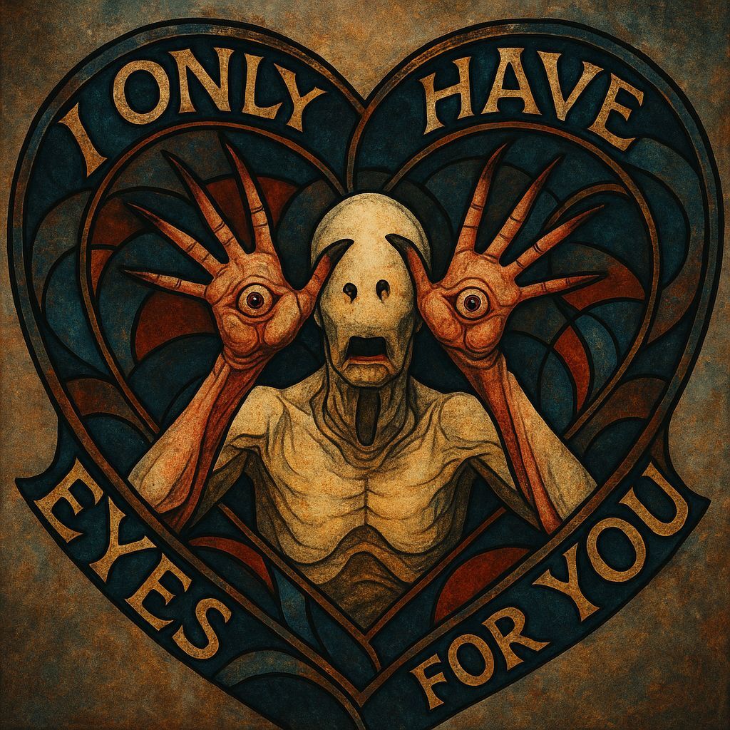 Pale Man Heart in Mercury Glass with Sweeping Lines