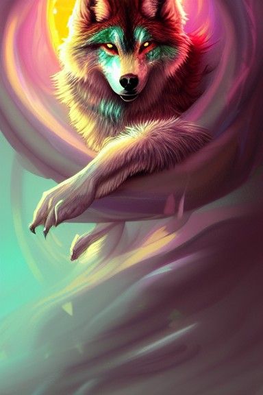 Cosmic Wolf Prince in Digital Art Style