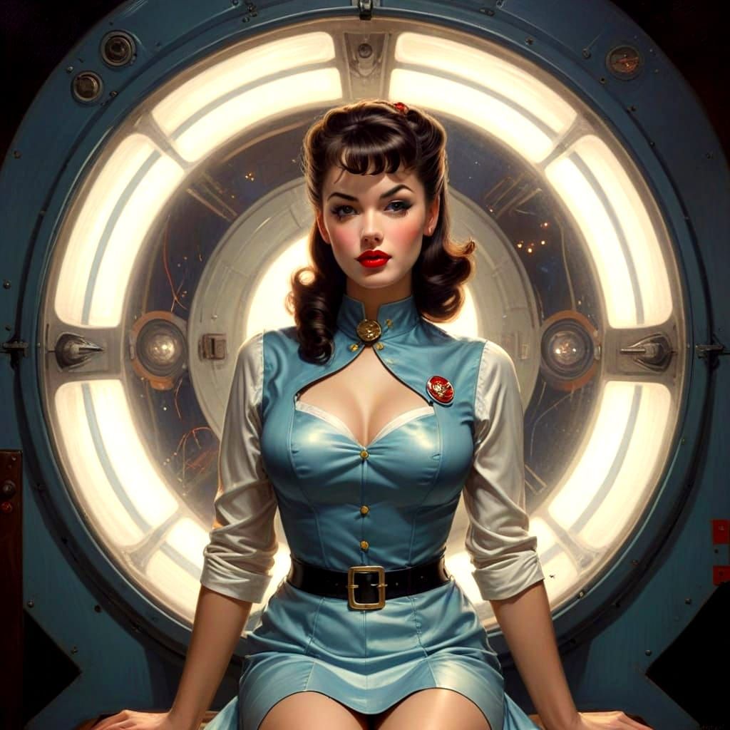 Vintage Science Fiction Pinup Girl in Spacesuit
