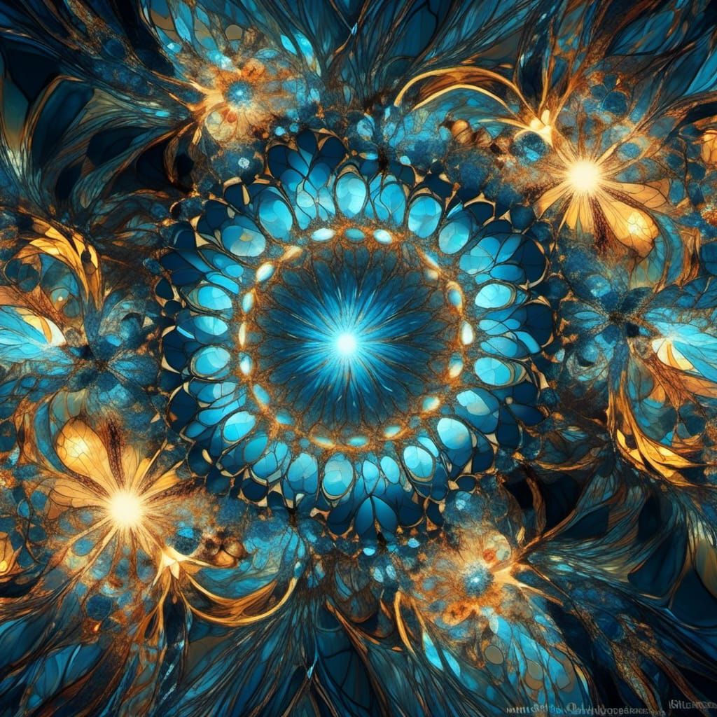 Abstract Fractal Art: Gleaming Crystal Radiance