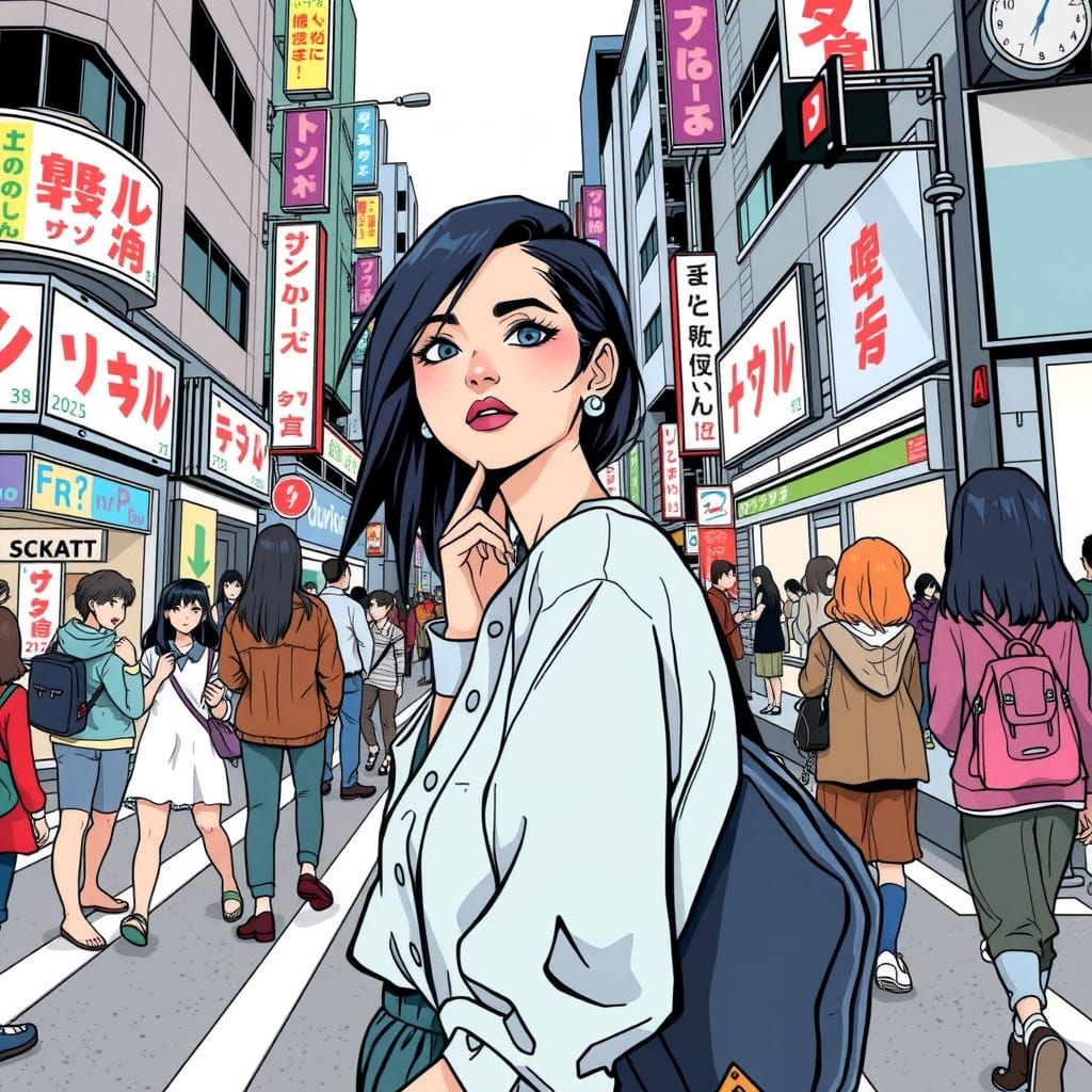 Fashionable Woman in Tokyo, Comic Book Style