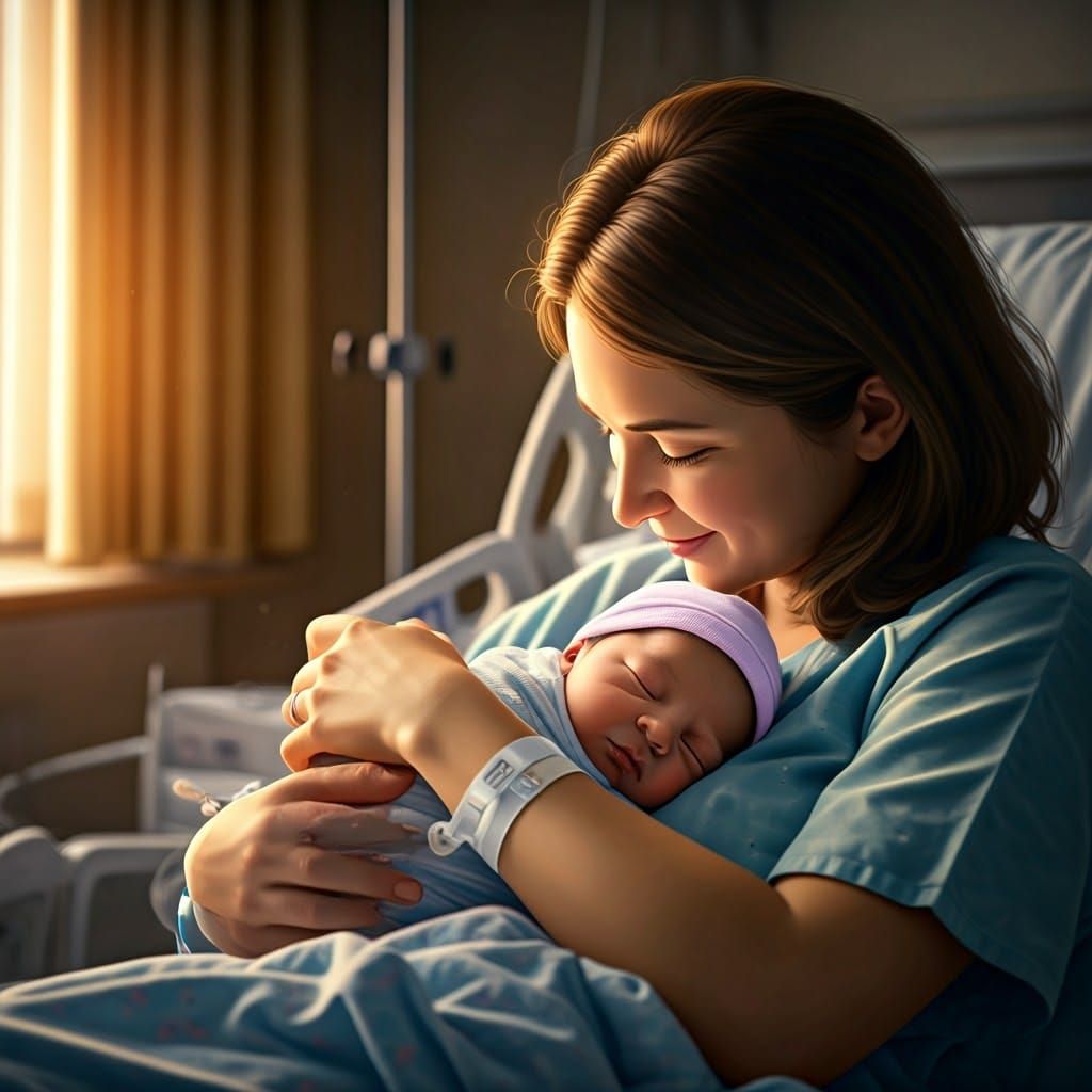 Warm Golden Light on New Parents' Joyful Faces