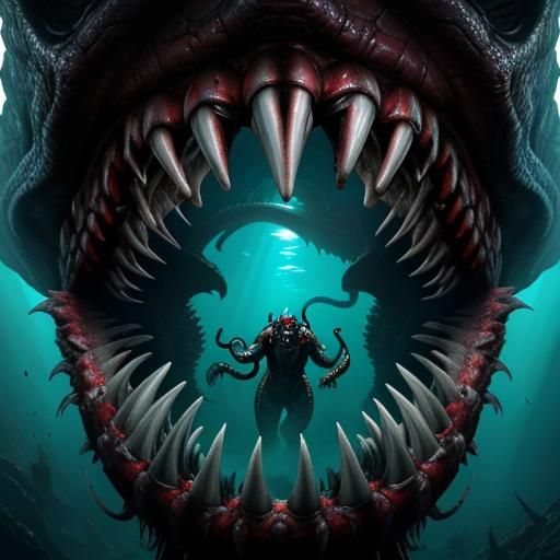 Colossal Bloop Cryptid Devours Diver: Horror Photograph