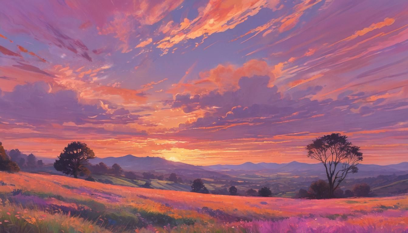 Impressionist Anime Landscape Painting in Pastel Colors