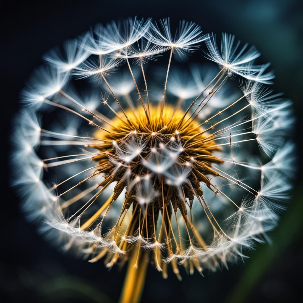 Cosmic Dandelion in Hyperrealistic Double Exposure