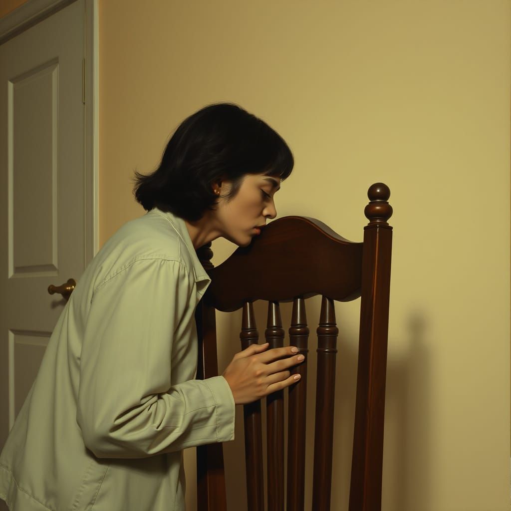 Intimate Moment of Longing in a Warmly Lit Room