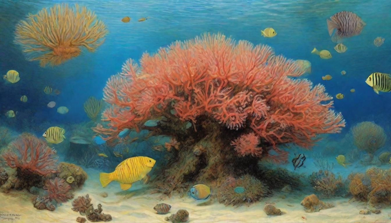 Sea Mice Discover Coral Reef: Impressionist Painting
