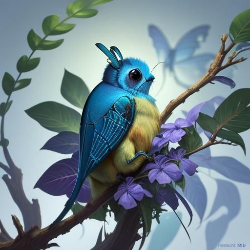 Cute little blue caterpillar 🐛/ bird hybrid on some leaves ...