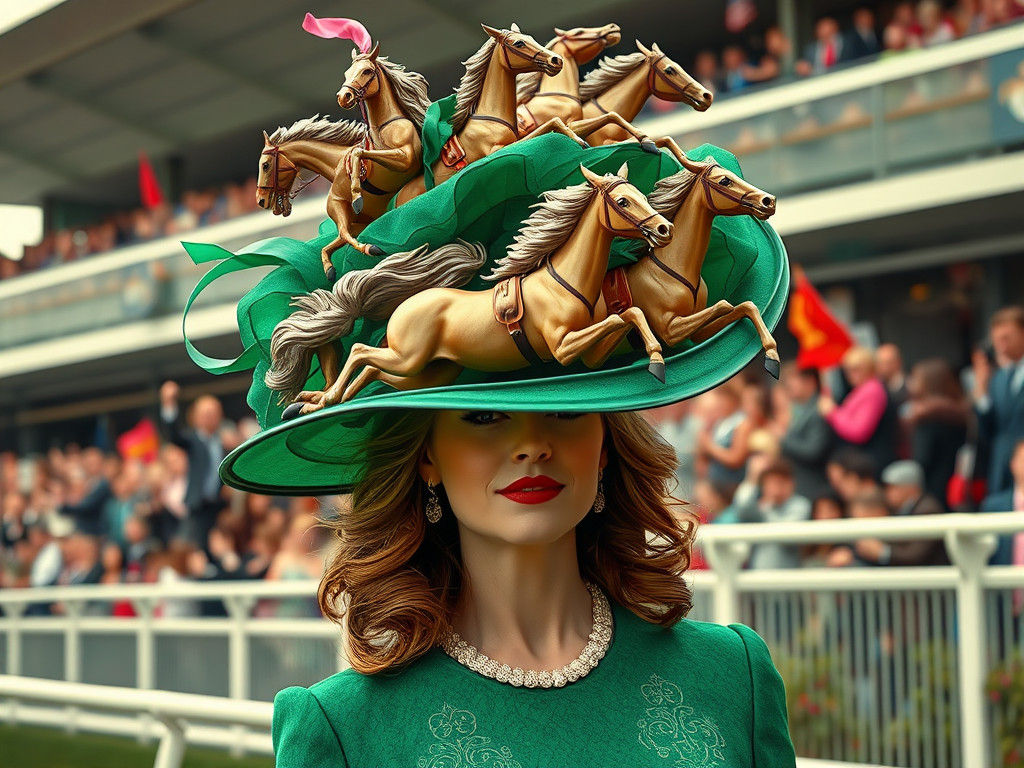Surreal Emerald Hat at the Horse Race