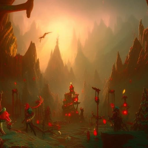 Fantastical Christmas Elves in Detailed Matte Painting