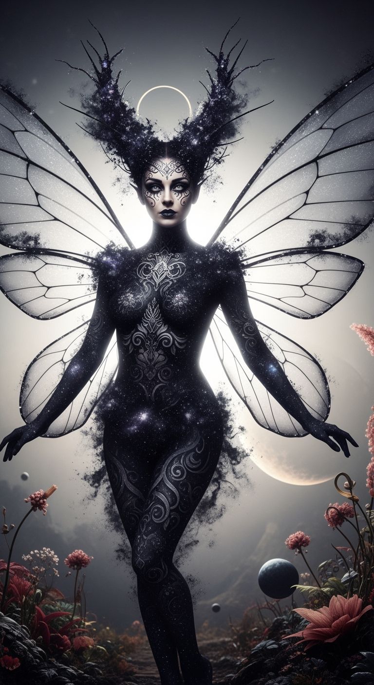 Ethereal Fairy Goddess of Nebulae in Fairypunk Style