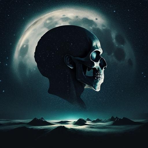 Milky Way Galaxy with Skull Moon: Cinematic Still