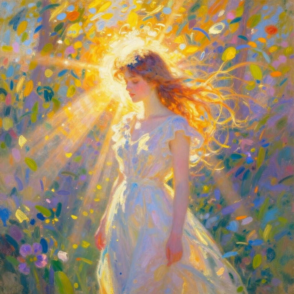 Ethereal Spirit Dissolving into Summer Sunlight