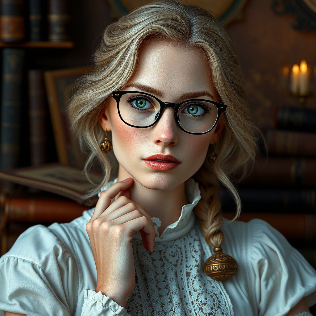 Elegant Historian Portrait in Art Nouveau Style