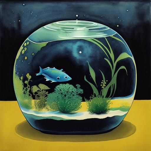 Alien Aquarium in Style of Léon Spilliaert