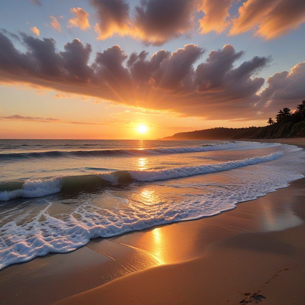 Vibrant Tropical Sunset over Turquoise Waters