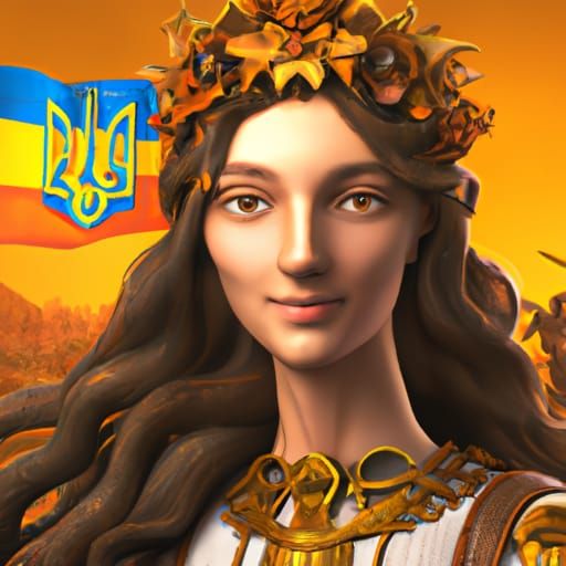 Detailed Portrait of Ukraine in Art Nouveau Style