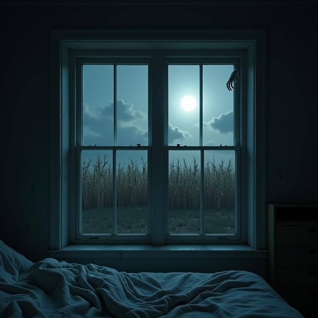 Eerie Haunted House Bedroom in Matte Painting Style