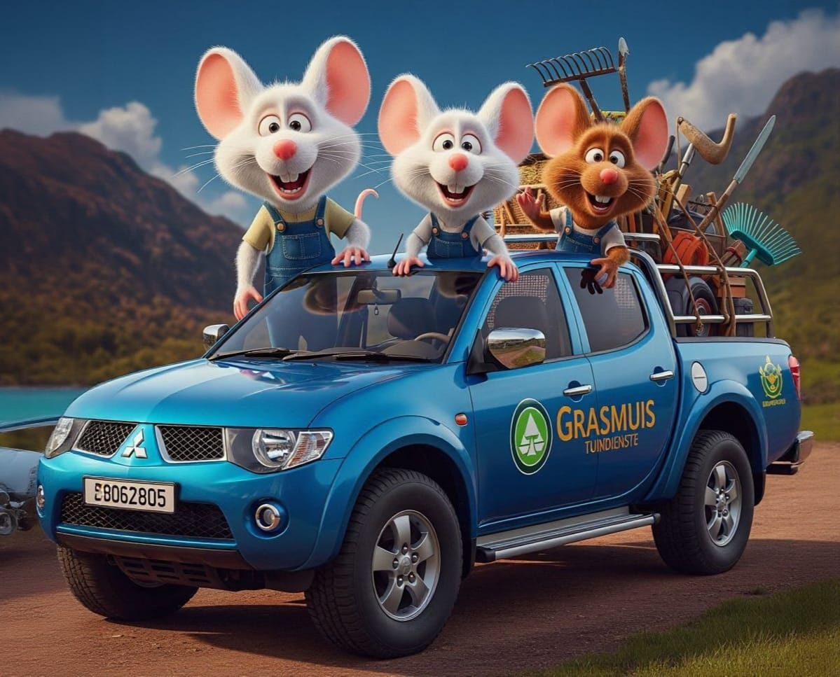 Whimsical Mice in a Mitsubishi Triton Pickup Truck