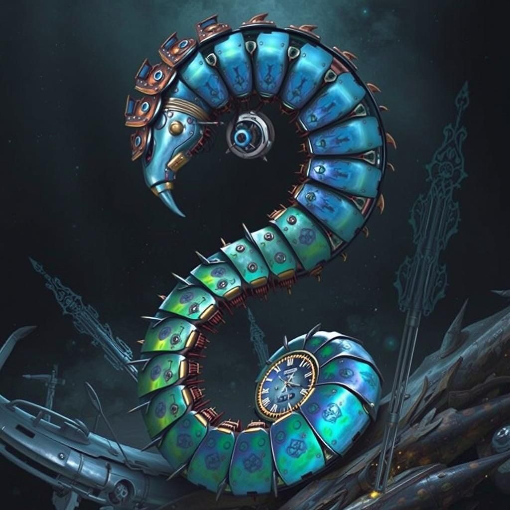 Steampunk Mechanical Snake with Intricate Detail