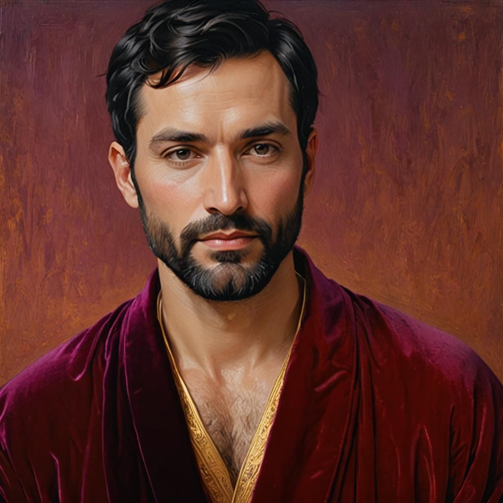 Velvet Robe Portrait in Classic Realism Style