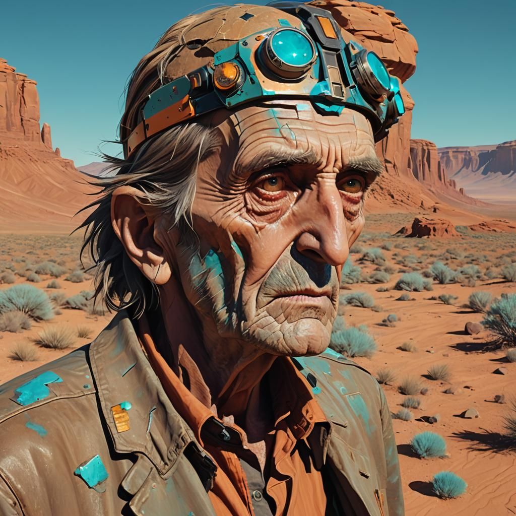 Harry Dean Stanton in Desert Landscape, Unreal Engine
