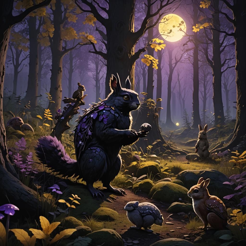 Dark Fantasy Meeting in the Forest, 3D Render
