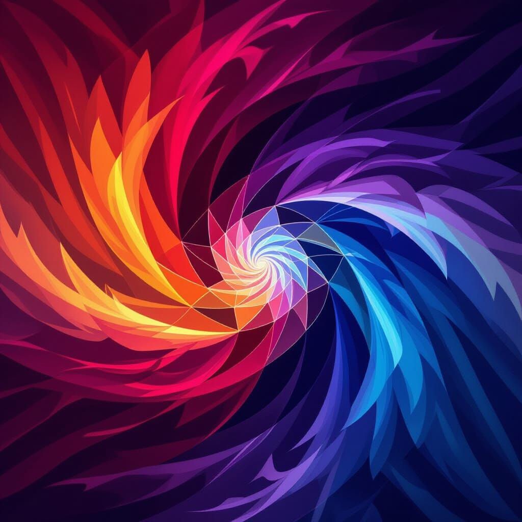 Abstract Joy: Swirling Vibrant Colors in Surrealist Style