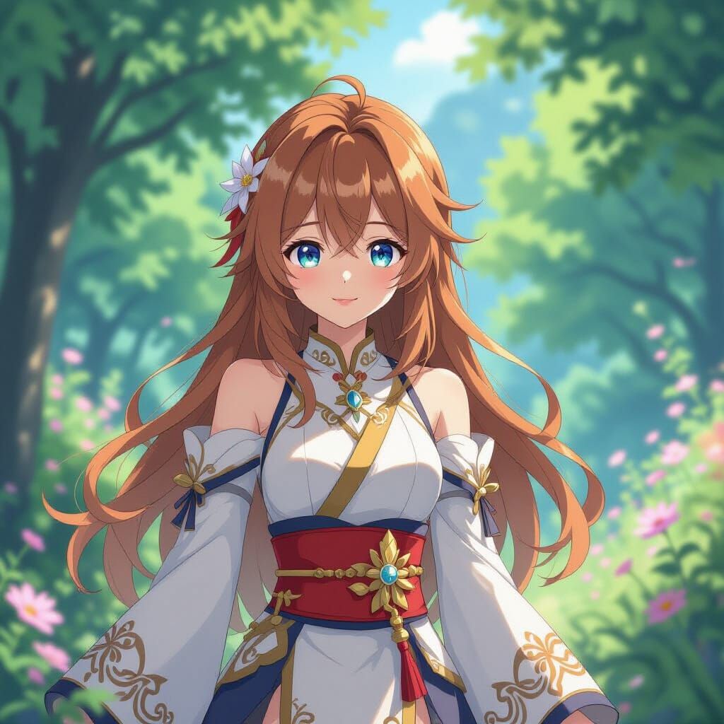 Lumine in Studio Ghibli Anime Style with Shinkai Scenery