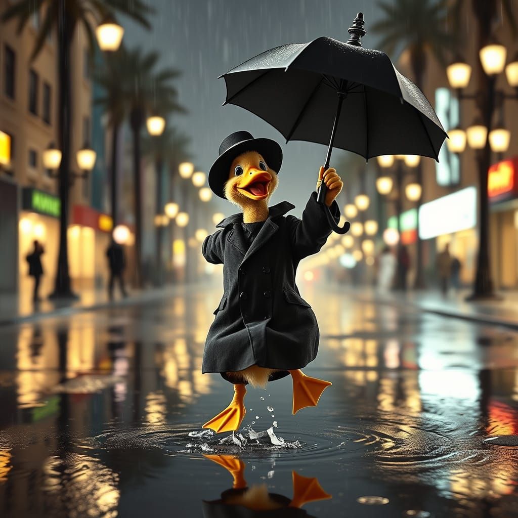 Duckling Dances in the Rain, Hollywood Style