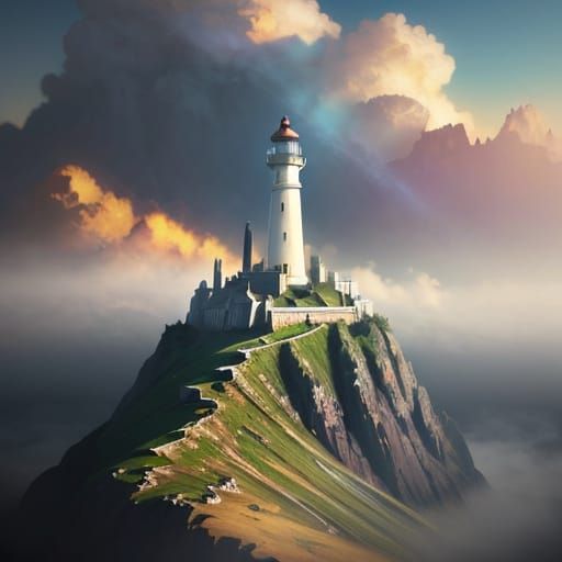 Greg Rutkowski Inspired Concept Art of Hill with Lighthouse ...