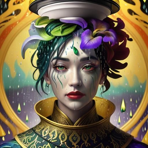 Surreal Word Rain Dreamscape in Magical Realism