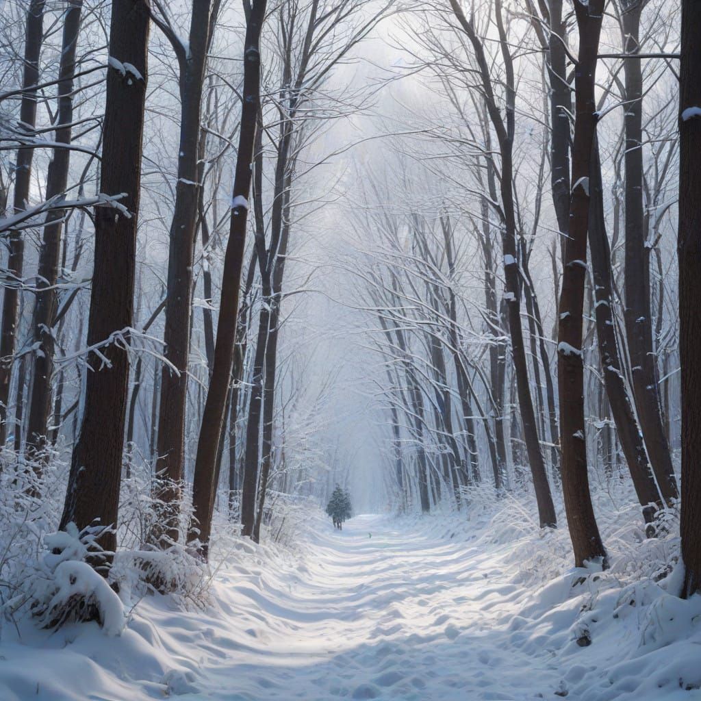 Whimsical Winter Spirit in a Moonlit Forest Glade